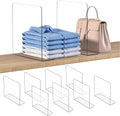 OKPOW Shelf Dividers Closet Organizer - 12" Tall X 11.8" Deep Acrylic Clear Sturdy Separate for Clothes Purse - Adjustable Sp