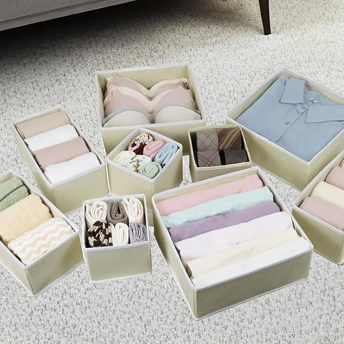Fordonral Drawer Organizer Clothes, Foldable Fabric Dresser Organizer Closet Organizers and Storage Box for Underwear,Folded 