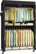 SONGMICS Heavy-Duty Rolling Clothes Rack, Garment Rack, Portable Closet, 43.3-Inch Wide Clothing Rack on Wheels, with Adjusta