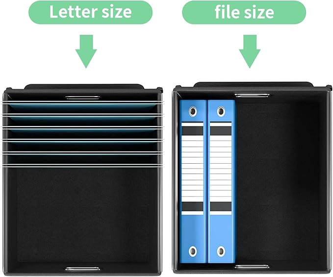 Huolewa File Organizer Box with Lid, Collapsible File Folder Organizer for Office Document Storage, Filing Box with Plastic S
