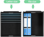 Huolewa File Organizer Box with Lid, Collapsible File Folder Organizer for Office Document Storage, Filing Box with Plastic S