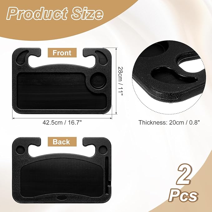 HARFINGTON 2 Pcs 2 in 1 Car Steering Wheel Tray Car Food Trays Auto Steering Wheel Under Table Desk for Eating Food Drink Laptop Writing Work, Black