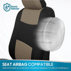 BDK PolyPro Seat Covers Full Set in Beige on Black – Front and Rear Split Bench Seat Covers for Cars, Easy to Install , Car A
