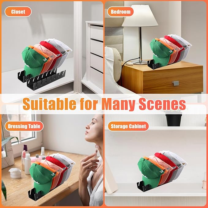 Hat Stand for Baseball Caps, 2 Pack No Install Acrylic Hat Organizer for 14 Baseball Caps Storage Organizer, Hat Racks Hat Ho
