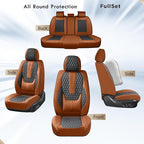 Coverado Car Seat Covers Full Set, Nappa Leather Seat Covers for Car, Waterproof Car Seat Protector with Lumbar Support, Auto