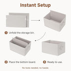 StorageWorks Foldable Shelf Organizer Bins, Closet Storage Baskets for Clothes, Fabric Storage Bins for Shelves, Beige Stripe