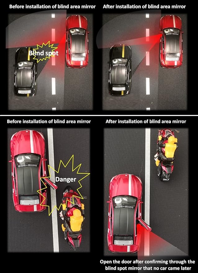 Blind Spot Mirror,Car Built-in Installation Glass Material 360 Degree Rotation Frameless 3.3 * 2.1Inch Convex Mirror Mechanical Installation Firm and Durable Installation Simple Gift box Packaging