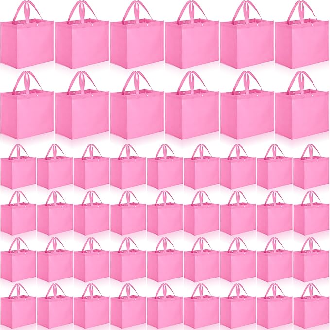 Boao 48 Pack Reusable Grocery Bags 13''L x 9.4''W x 15''H Large Foldable Shopping Tote Bag Non Woven with Handle and Button