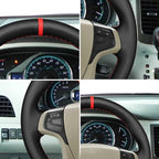 Car Steering Wheel Cover for 2014 Toyota Sienna XLE Model AWD SE 2011 2012 2013 DIY Customization Automotive Interior Accessories Hand Stitched Black Microfiber Leather Red Marker Line