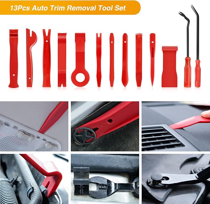 GOOACC Nylon Bumper Fastener Rivet Clips Car Clip Panel Audio Video Dashboard Dismantle Kits Installer Removal Tool (13PCS Tr