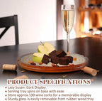 Maxdot Wine Cork Holder Decorative Wine Lover Creative Wedding Gifts for Couples Wooden Lazy Susan for Countertop with Glass 