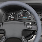 MEWANT Hand Stitch Steering Wheel Cover for Chevy Silverado 1500 2500 3500 2003-2006 Silverado Classic 2007 Trailblazer 2002-2009 Custom Grey Genuine Leather Interior Accessory Wrap Restoration Kit