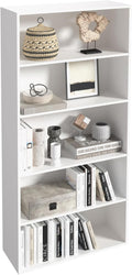 5 Tier Book Shelf,Wooden 5 Cube Storage Organizer, 54 Inch Versatile Cubes Shelf and Cubby Unit for Any Space (White, 5 Cube-
