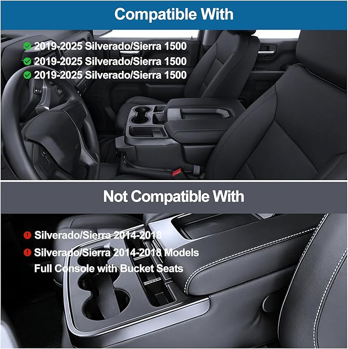 Center Console Hanging Organizer Box Compatible with 2019-2025 Chevy Silverado Gmc Sierra 1500 and 2020-2025 Silverado Sierra 2500hd 3500hd Insert Storage Caddy Accessories Fits Split Bench Seat Only