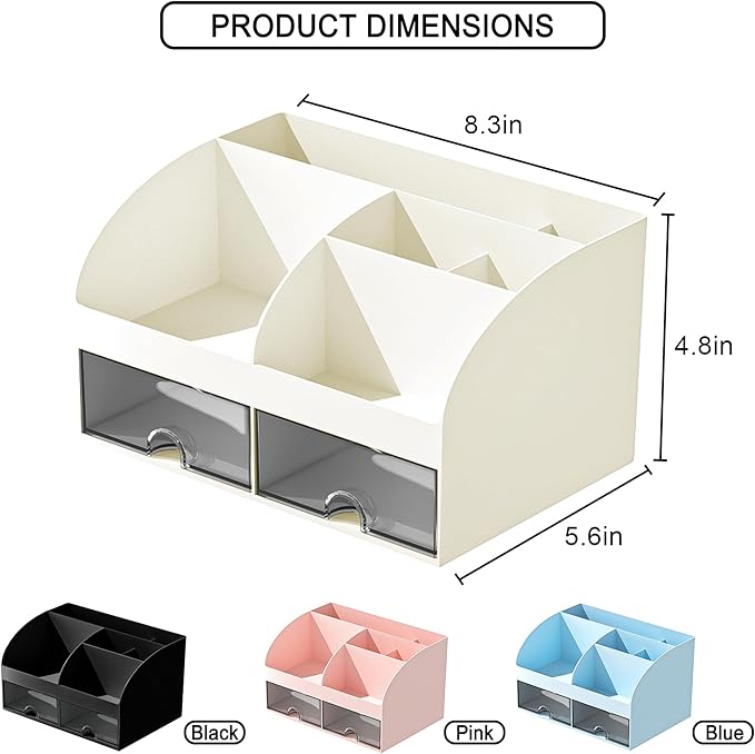 Makeup Organizer with Drawers, Cosmetic Storage for Dresser Vanity and Bathroom Countertop, Beauty Holder for Lipstick Brush,