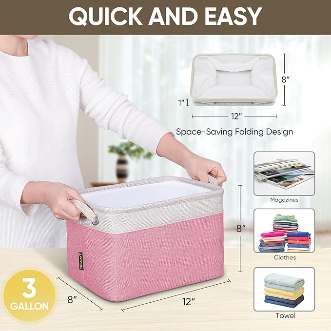 BALEINE 2 Pack Fabric Closet Storage Bins for Shelves, Linen Closet Organizers and Storage, Decorative Baskets for Organizing