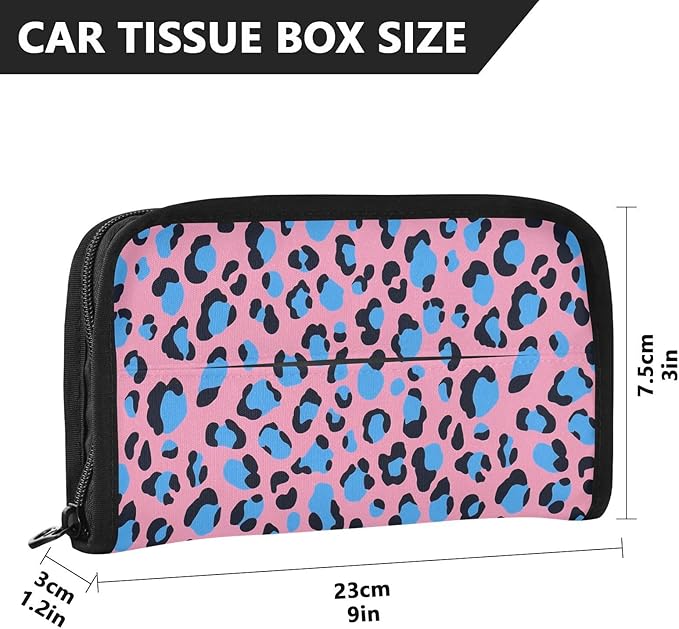 Car Tissue Holder Car Visor Organizer Tissue Box Holder for Car Sun Visor Organizer with Car Vehicle Accessories Essentials Interior for Women Men Pink Leopard Pattern