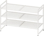 Simple Houseware 3-Tier Stackable Metal Panel Shoes Rack, White