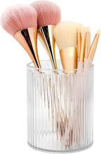 DASITON Makeup Brush Holder Organizer, Acrylic Makeup Brush Cup, Vintage Striped Make Up Brush Holder for Vanity, Bathroom Co