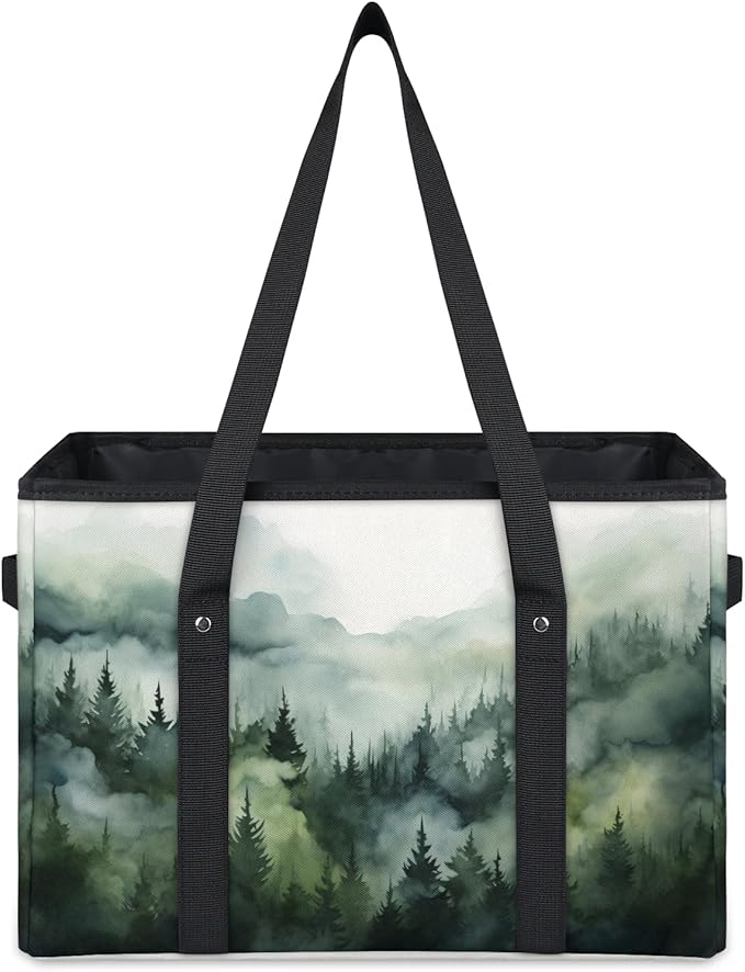 Reusable Grocery Bags Heavy Duty Shopping Bags Foldable Large Tote Bags with Long Handles & Hard Bottom