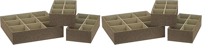 Household Essentials 3 Piece Starter Set, Latte Drawer Organizer, 3 Count (Pack of 2), Brown