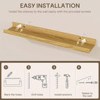 Fun Memories Long Wall Shelves Set of 2-60 Inch Floating Shelves for Wall - Picture Ledge Shelf with Lip for Storage - Wall -