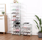 Jucaifu Stackable Small Shoe Rack, Entryway, Hallway and Closet Space Saving Storage and Organization (10-Tier, Green)