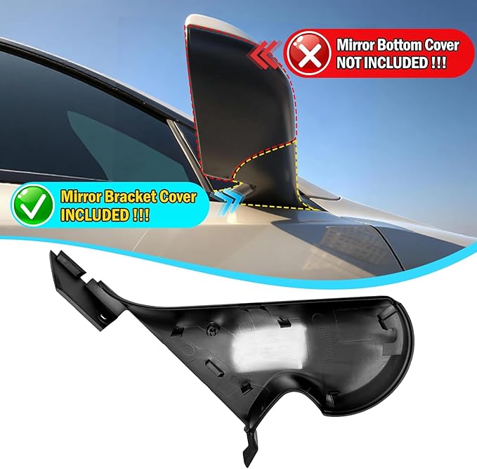 Jaronx Compatible with Tesla Model Y Mirror Holder Lower Cover 2018-2024, Right Passenger Side Rearview Mirror Bracket Bottom Base Cover Replacement for Tesla Model Y Accessories 8202208