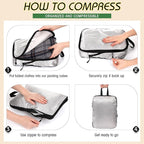5 Pack Compression Packing Cubes for Travel Space Saving Cubes Luggage Organizer for Suitcase(Gray,L)