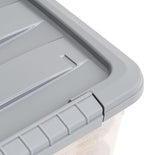 Amazon Basics Plastic Storage Containers with Secure Latching Lids, Stackable Organization Bins for Organizing, Clear/Grey, 1