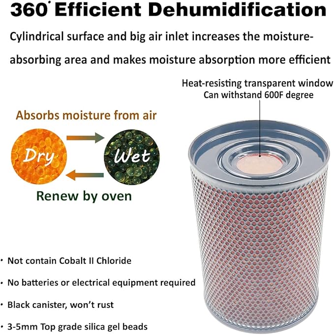 Gun Safe Dehumidifier 300g - Silica Gel Desiccant Canister, Moisture Absorber for Gun Cabinets & Safes, Protect 80 Cubic Feet
