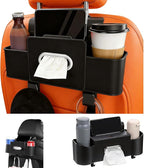 4-in-1 Car Organizer Back Seat,Upgraded Multifunctional Back Seat Car Organizer,Partition Design,Multi-Hanging Storage Box with 2 Cup Holders,Tissue Box, for Hold Mobile Phone(Black)