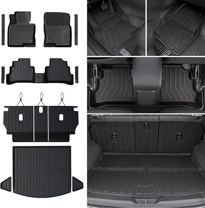 Floor Mats Set for 2017-2025 Mazda CX-5, All Weather TPE Backrest Mat Trunk Mat Cargo Liner Door Sill Guards Accessories for CX5 (Full Mats Set)
