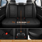 Leather Car Seat Covers Full Set, Waterproof Faux Leather Seat Covers for Cars, Non-Slip Car Interior Covers Universal Fit fo