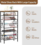 8 Tiers Tall Shoe Rack Organizer, Large Capacity Shoe Rack Holds 32 Pairs of Shoes, Durable and Stable, Adjustable Metal Shel