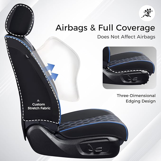 Huidasource Car Seat Covers Front Seats, Leather Front Seat Covers, Truck Seat Covers Universal Fit Front Seat, Airbag Compat