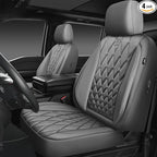 CAR PASS Piping Luxury PU Leather Two Front Car Seat Covers, Waterproof Anti Slip Seat Covers Compatible with Front Seat Armr