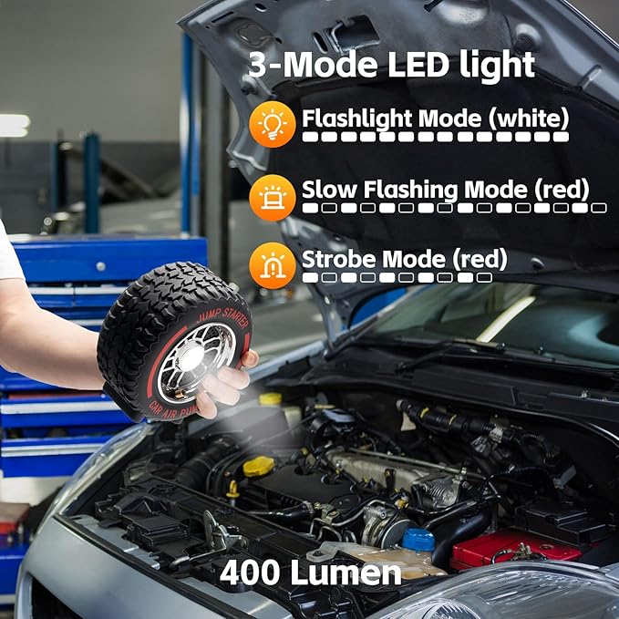 Jump Starter with Air Compressor, 5000A 150PSI Car Battery Jump Starter (All Gas/9.0L Diesel), 12V Jump Box Car Battery