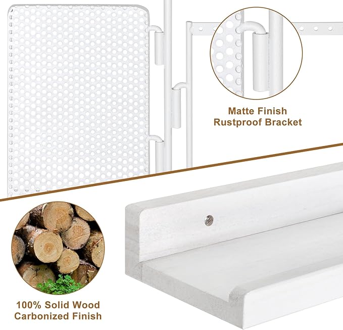 SOLIMINTR Hanging Jewelry Organizer Wall Mount with Rustic Wood Shelf, Ring Display Box, Ear Studs Earring Holder, Rotating N
