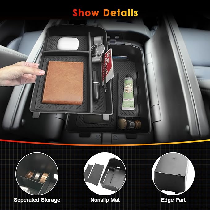 for 2026 Hyundai Palisade Center Console Organizer ONLY for 2026 Palisade Hybrid Calligraphy 7-Seater Armrest Box Secondary Storage Accessories (2026 Palisade Upper & Lower Console Organizer)
