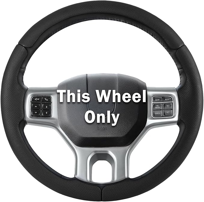 Steering Wheel Cover for Ram 1500, Car Steering Wheel Cover for Dodge Ram 1500 (2012-2018) 1500 Classic(2019-2023) 2500(2012-2018) 3500(2012-2018) 5500(2012-2018), Perforated Black