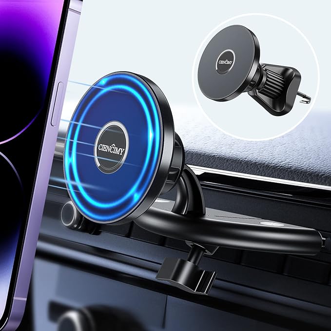 CD Slot Phone Mount, Compatible with MagSafe CD Car Mount for iPhone 16 15 14 13 12 Pro Max Plus Mini and All Phones, [Anti-Slip & Anti-Shake] Upgraded Military-Grade CD Slot Phone Holder