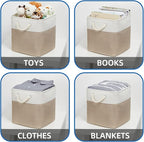 Temary 4 Pack Cube Storage Bins Cloth Baskets for Shelf, Fabric Storage Cubes 12 x 12 Baskets Gift Empty Basket with Handles,
