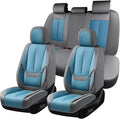 Coverado Seat Covers, Car Seat Covers Full Set, Leather Seat Covers for Cars, Car Seat Protector, Gray Car Seat Covers Front 