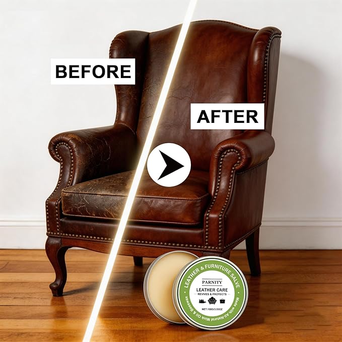 Leather & Furniture Repair Salve - Mink Oil Conditioner, Polisher, Moisturizer & Restorer | Prevents Cracking & Fading for Le