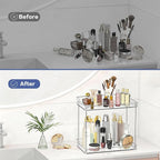 2 Tier Bathroom Counter Organizer, Clear Bathroom Counter Shelf for Vanity Countertop, Kitchen, Sink Storage, Tiered Skincare