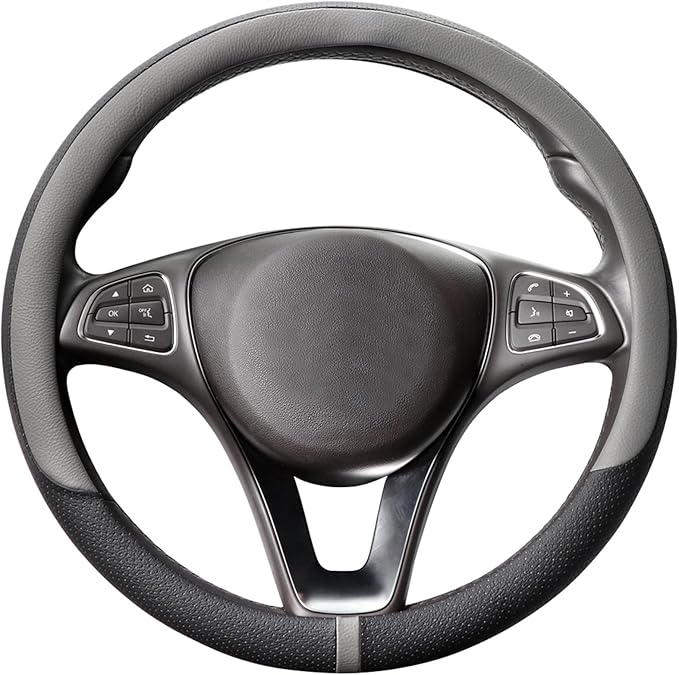 COFIT Breathable Car Steering Wheel Cover 15 inch Auto Universal Leather Wrap Non-Slip Steeringwheel Protector Automotive Int
