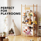 SpaceAid Stuffed Animal Storage Organizer, Wood Animals Zoo Toy Plushies Storage Holder, Large Capacity Plush Toy Cage for Pl
