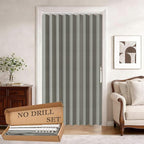 Jilron Accordion Door Curtain Set - 100% Blackout, with Curtain Rod Included, for Bedroom Privacy Protection (Grey-43 W x 78"