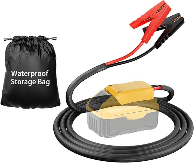 Jumper Cables with Adapter for Dewalt 20V Battery, 1.9FT 8AWG Portable Battery Dewalt Jumper Starter Automotive Booster
